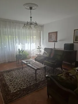 Living room with furniture, a rug, and a large window with curtains. - image 10