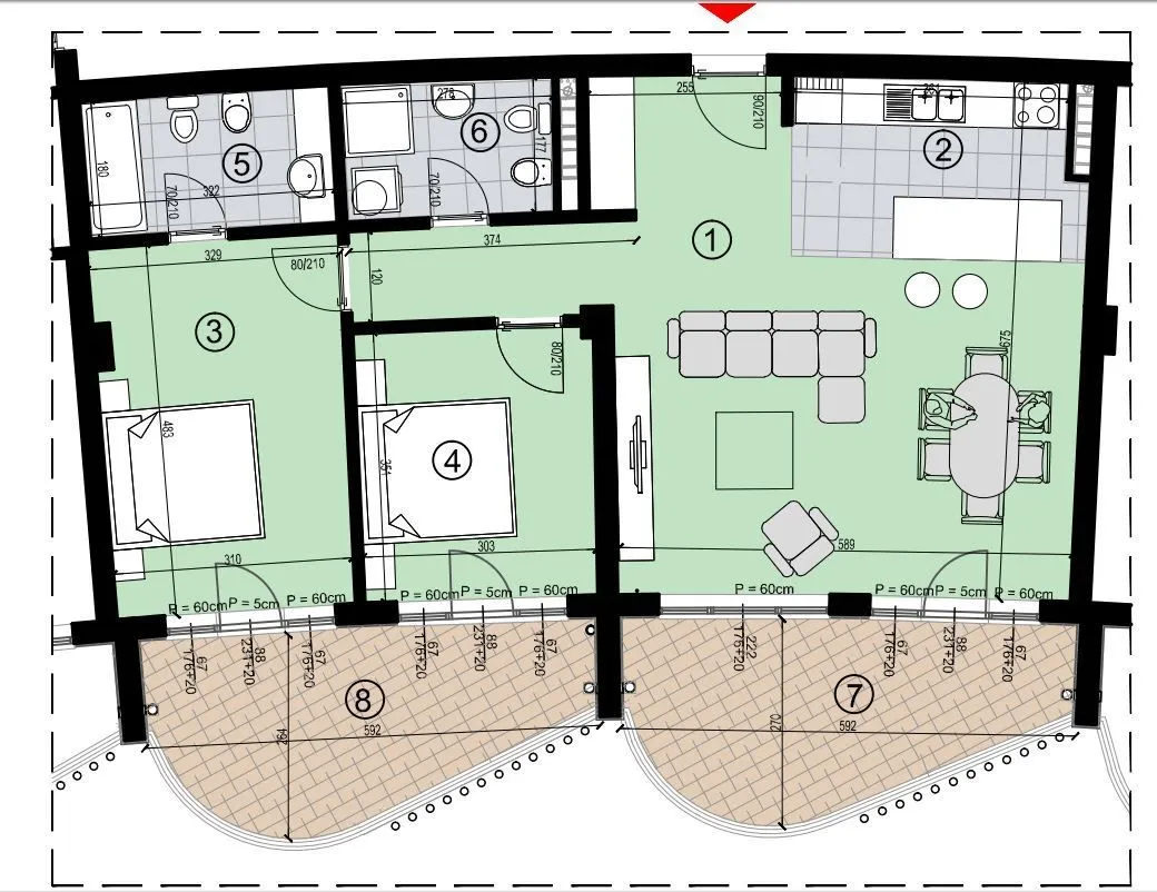 Sale, two bedroom apartment, 103m², Bečići, Budva