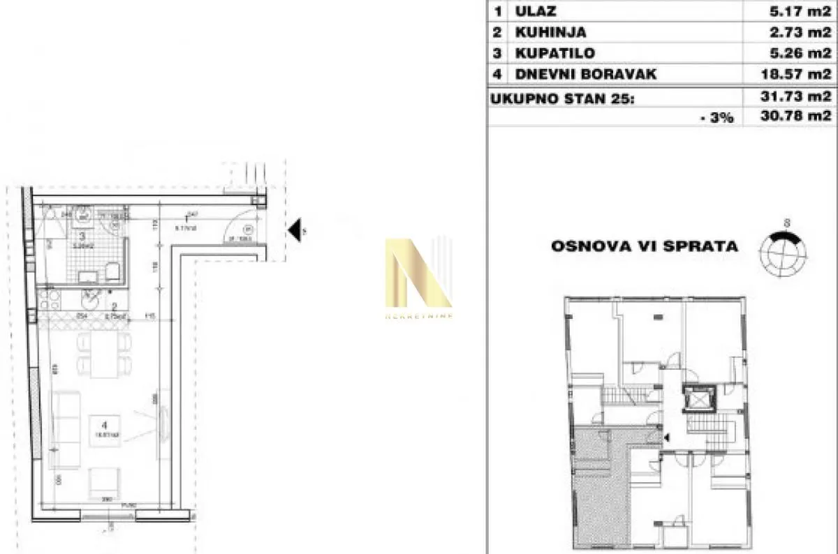 Prodaja, garsonjera, 31m², Sajmište, Novi Sad
