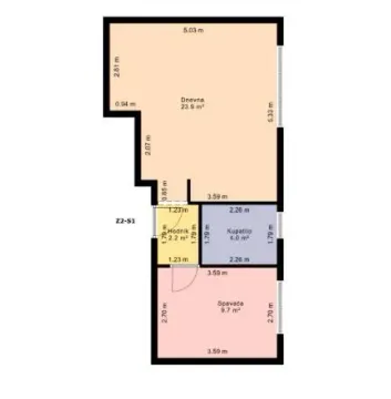 Osnova stana sa rasporedom prostorija i dimenzijama. - image 2