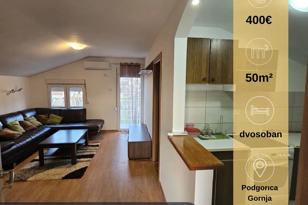 Rent, two bedroom apartment, 50m², Gornja Gorica, Podgorica