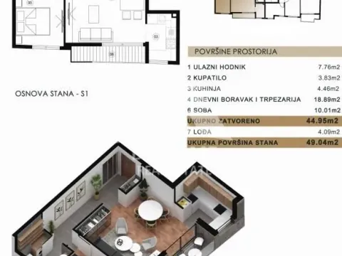 Prodaja, dvosoban stan, 49m², Čubura, Beograd - image 2