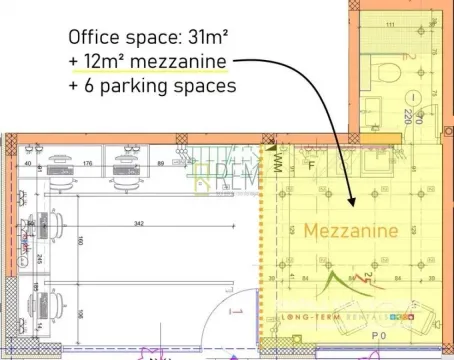 Architectural floor plan of the office space with a mezzanine. - image 3