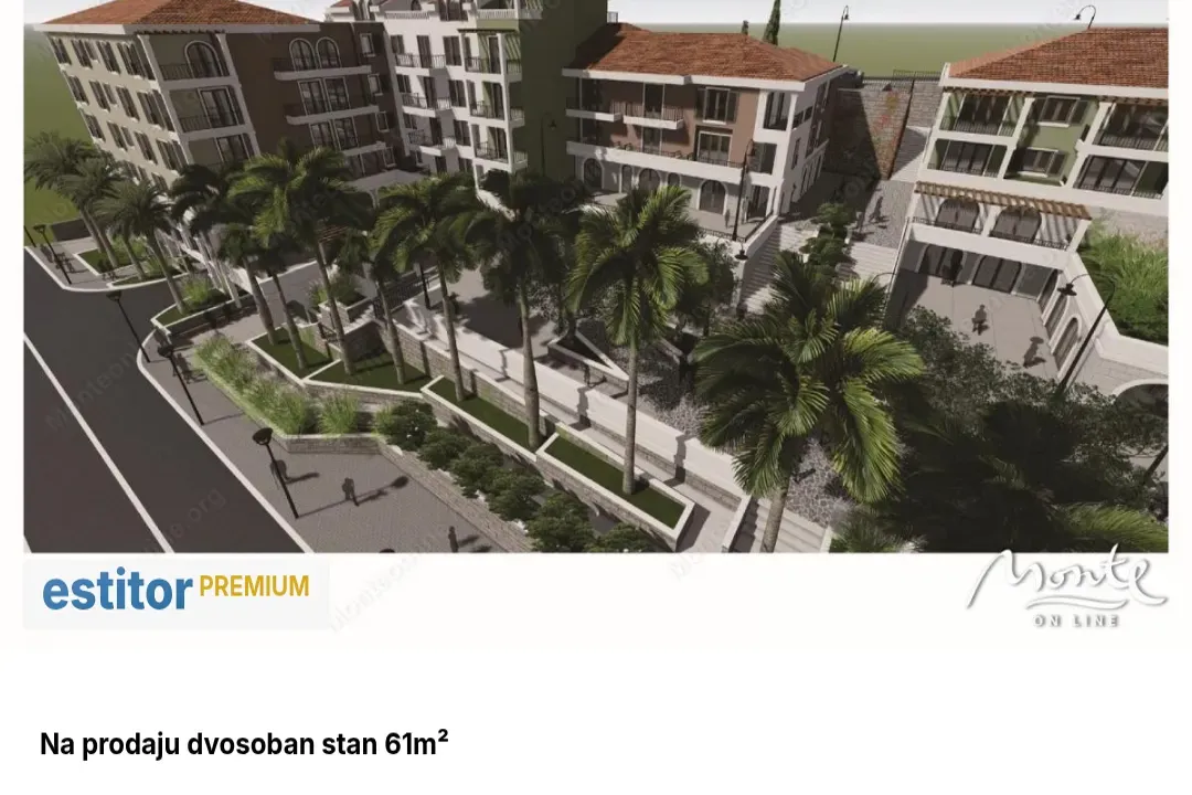 Prodaja, dvosoban stan, 61m², Tivat, Crna Gora