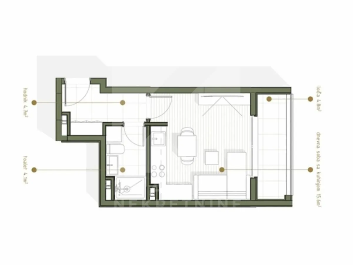 Prodaja, garsonjera, 29m², Zabjelo, Podgorica