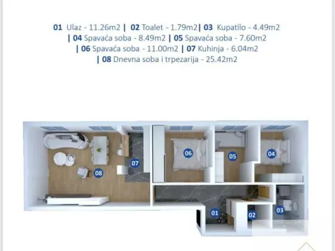 Sale, three bedroom apartment, 76m², Novi Banovci, Stara Pazova - image 5