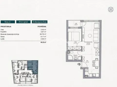 Prodaja, jednosoban stan, 45m², Bežanija, Beograd