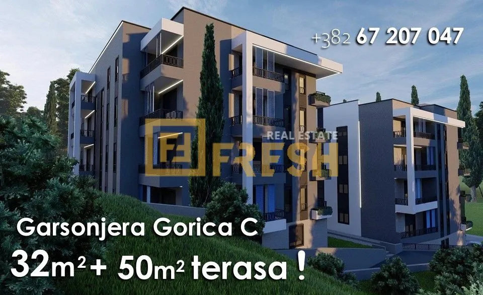 Prodaja, garsonjera, 32m², Gorica C, Podgorica
