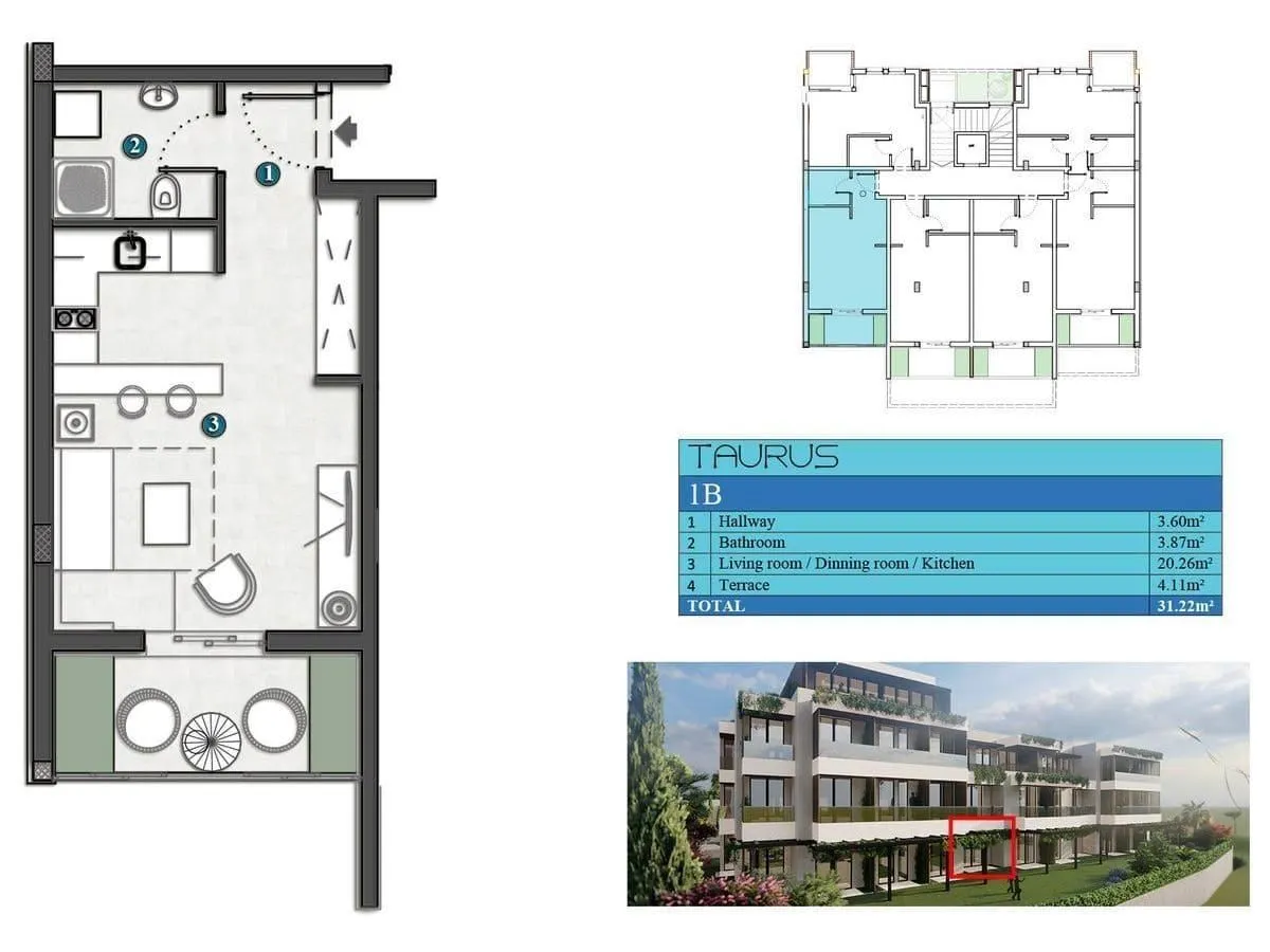 Prodaja, jednosoban stan, 27m², Kumbor, Herceg Novi