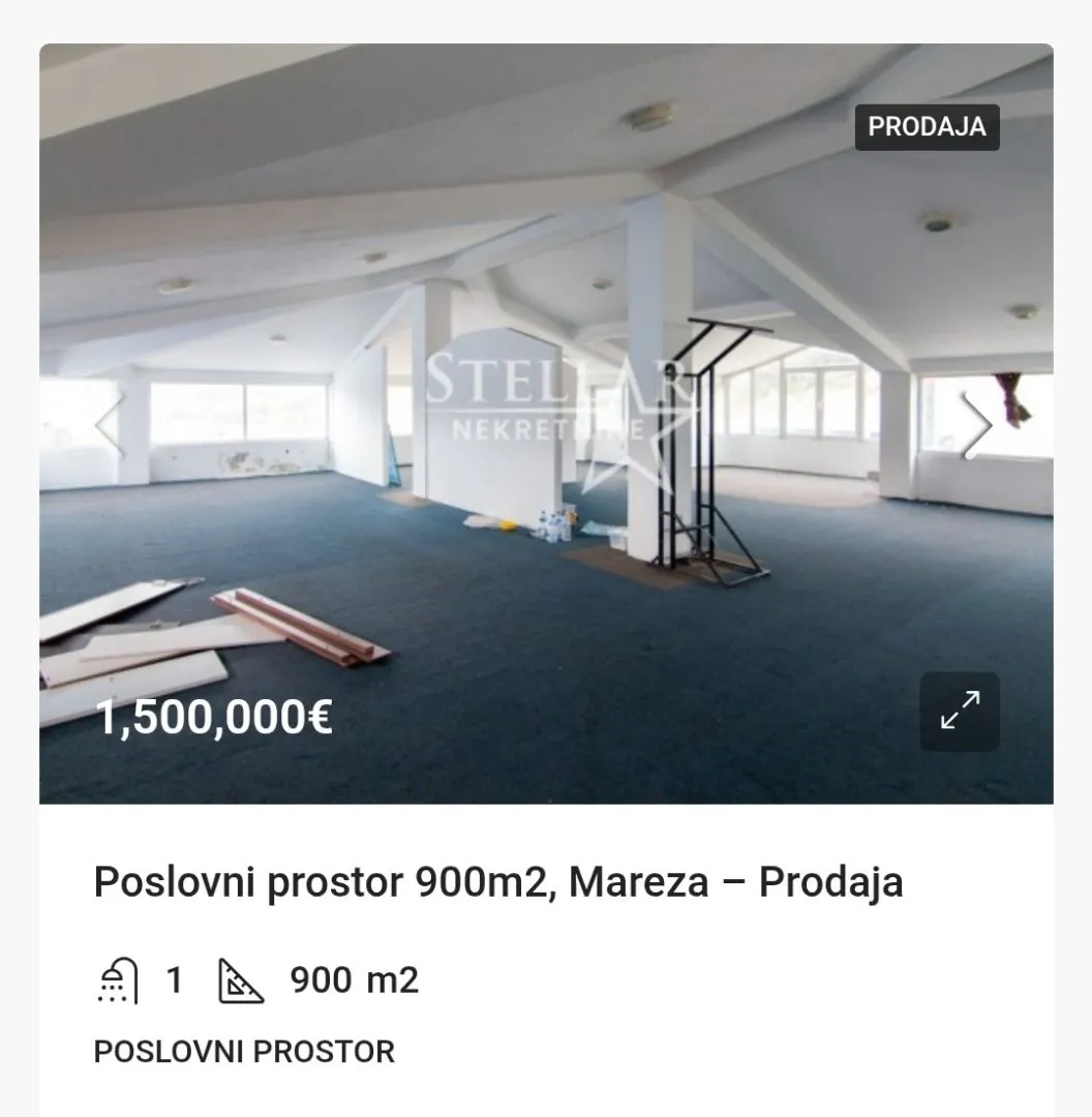 Sale, office space, 900m², Mareza, Podgorica