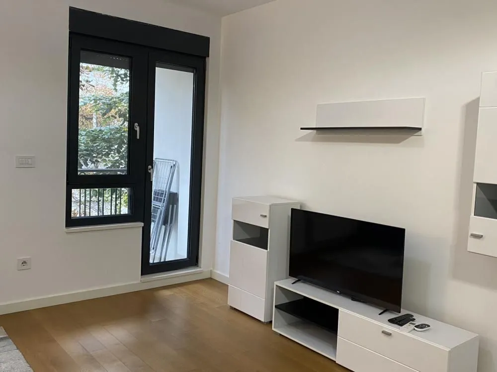 Living room with a TV and access to the terrace.