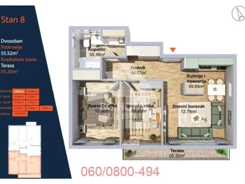 Sale, three bedroom apartment, 56m², Lekino Brdo, Voždovac Sve Podlokacije - image 2