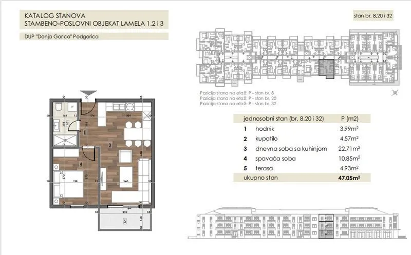 Prodaja, jednosoban stan, 47m², Donja Gorica, Podgorica