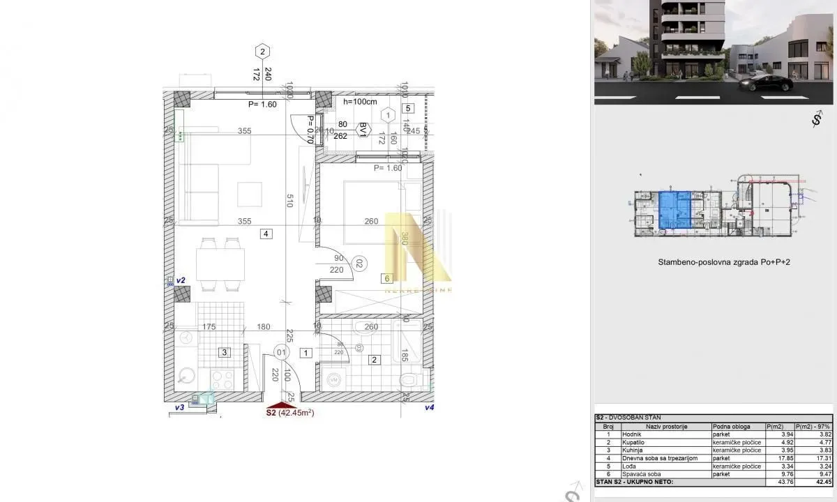 Prodaja, jednosoban stan, 42m², Bulevar patrijarha Pavla, Novi Sad Sve Podlokacije