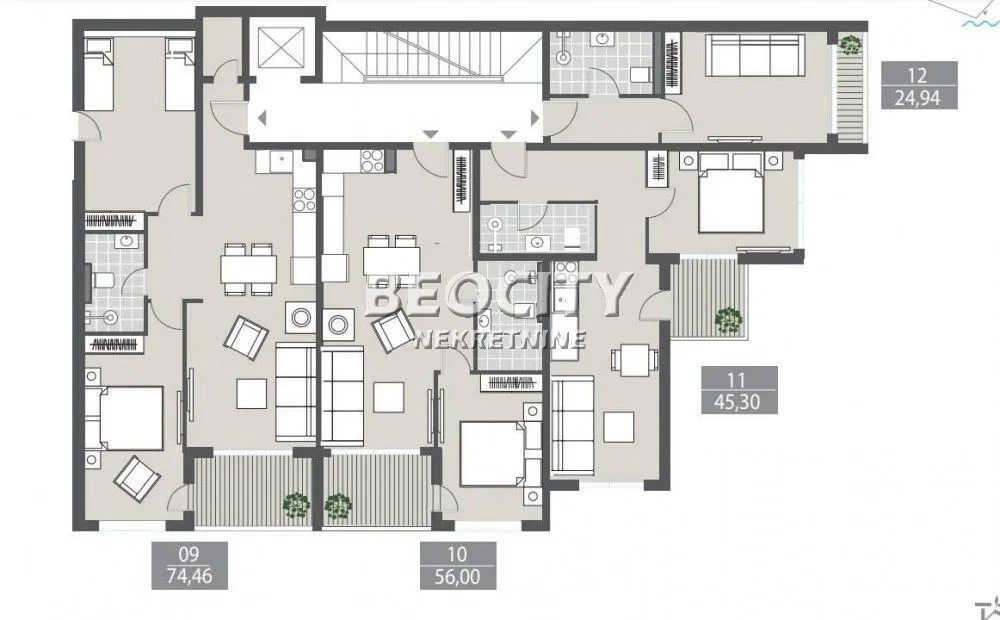 Sale, two bedroom apartment, 45m², Centar, Tivat