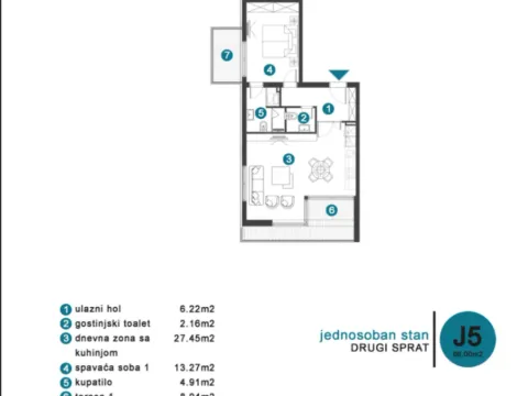 Prodaja, jednosoban stan, 49m², Opatovo, Tivat - image 9