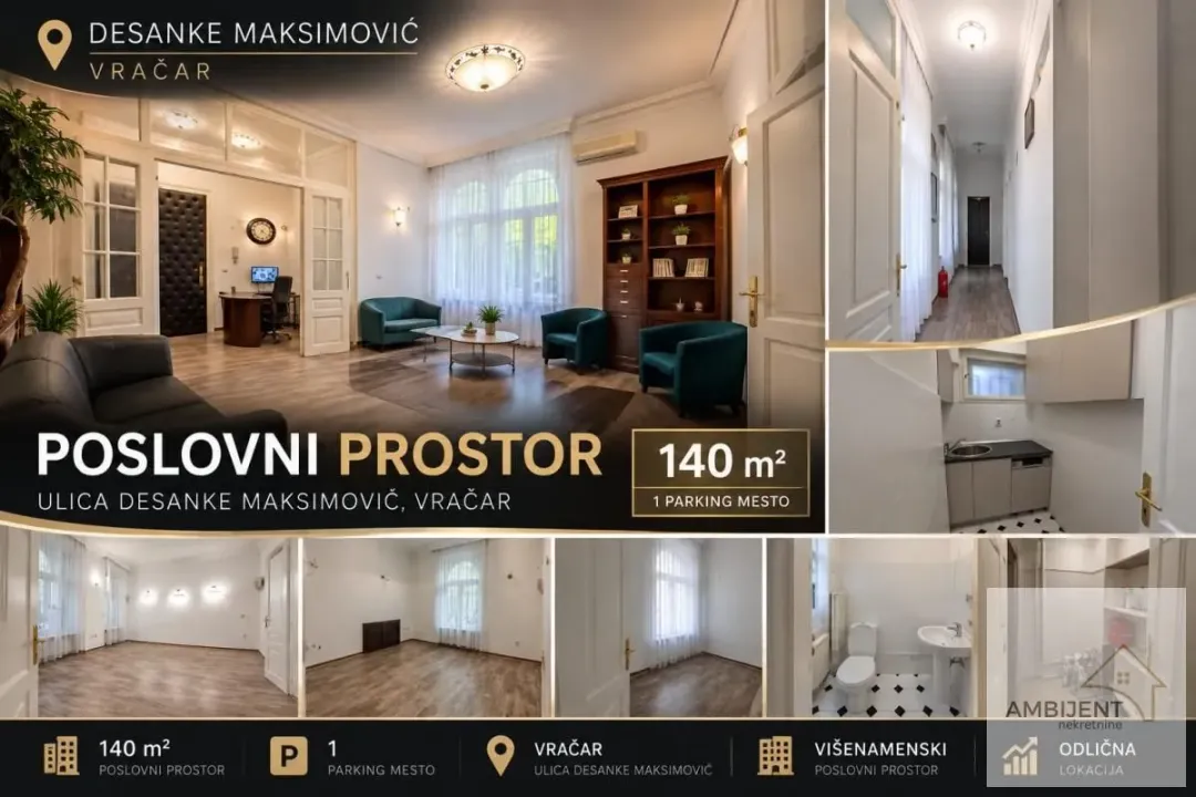 Izdavanje, poslovni prostor, 140m², Vračar Sve Podlokacije, Beograd