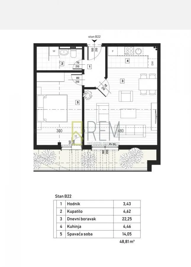 Prodaja, jednosoban stan, 49m², Zagorič, Podgorica