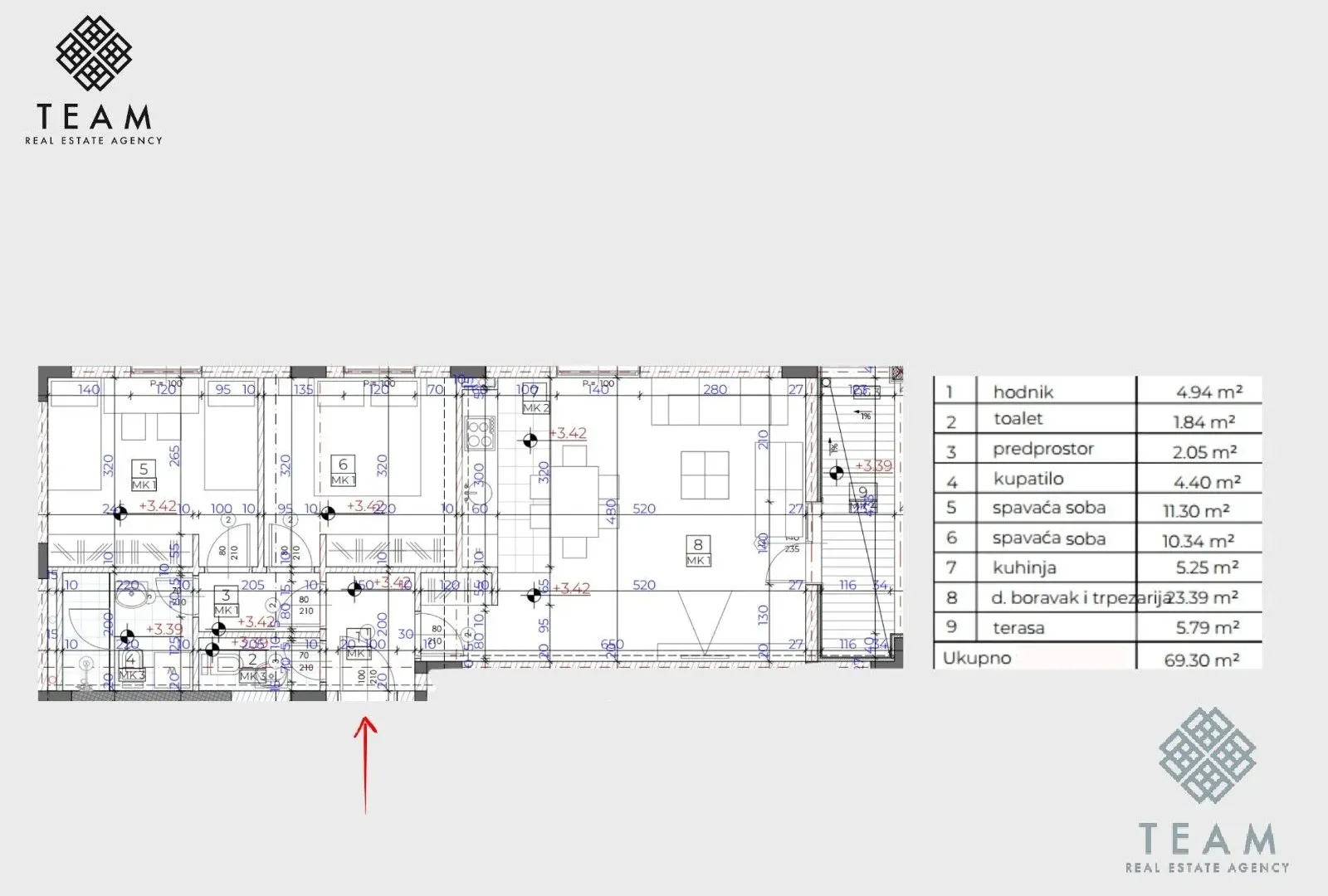 Prodaja, dvosoban stan, 69m², Donja Lastva, Tivat
