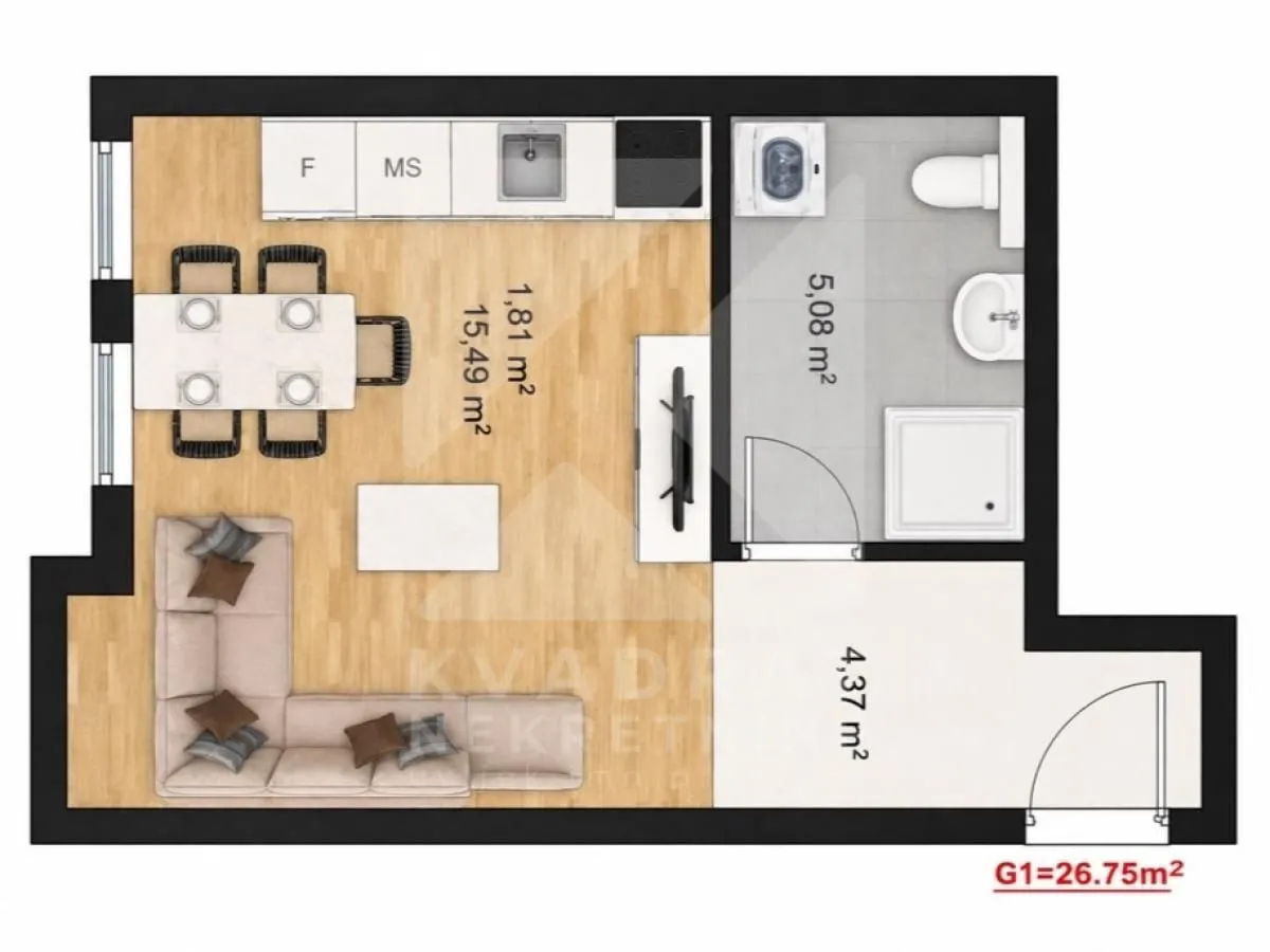 Prodaja, garsonjera, 27m², Stari Aerodrom, Podgorica