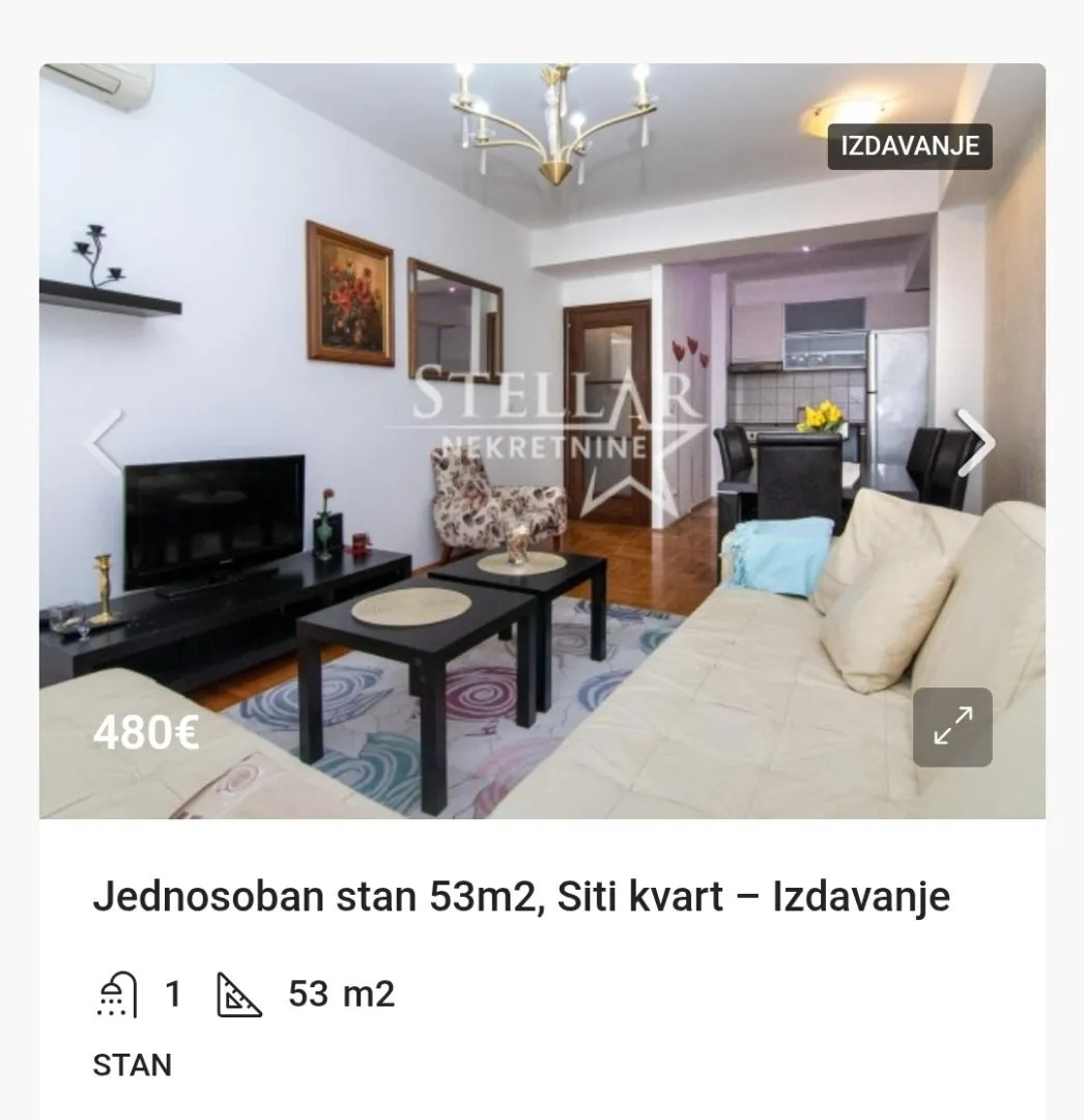 Izdavanje, stan, 53m², City Kvart, Podgorica