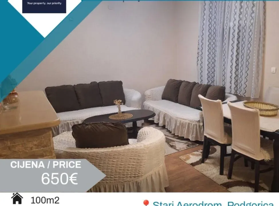 Rent, three bedroom apartment, 100m², Stari Aerodrom, Podgorica