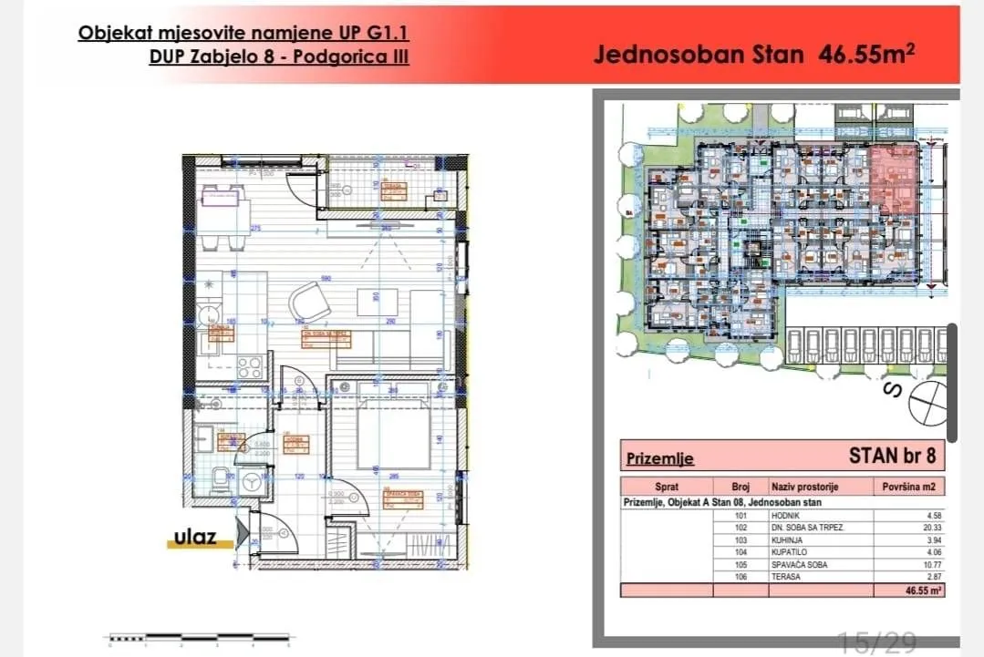 Prodaja, jednosoban stan, 49m², Zabjelo, Podgorica