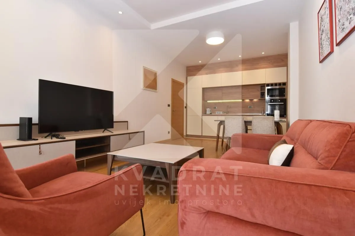 Living room connected to the kitchen and dining area.