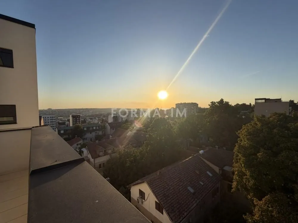 City view from the terrace during sunset.