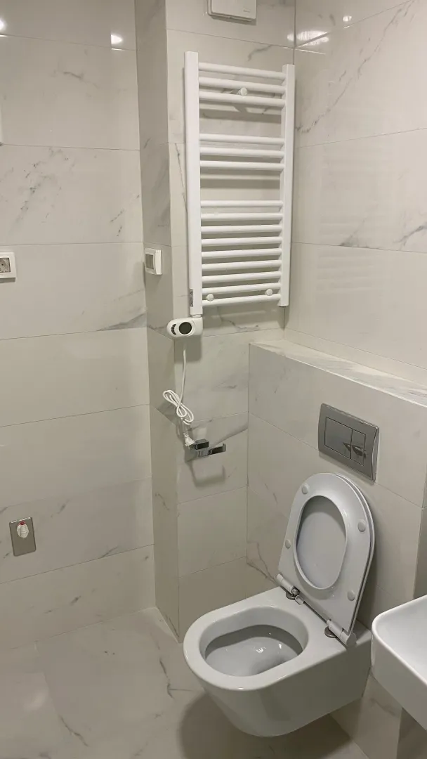 Bathroom with a toilet and a towel radiator.