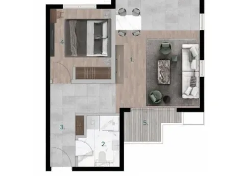 Sale, one bedroom apartment, 47m², Bjeliši, Bar