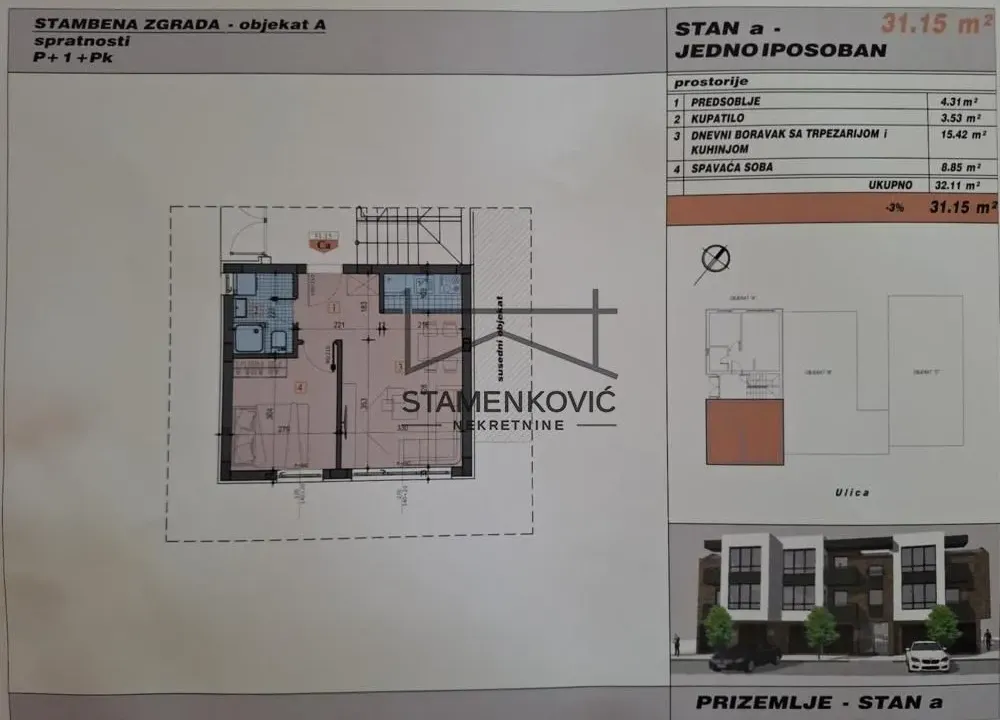 Prodaja, jednosoban stan, 31m², Adice, Novi Sad Sve Podlokacije