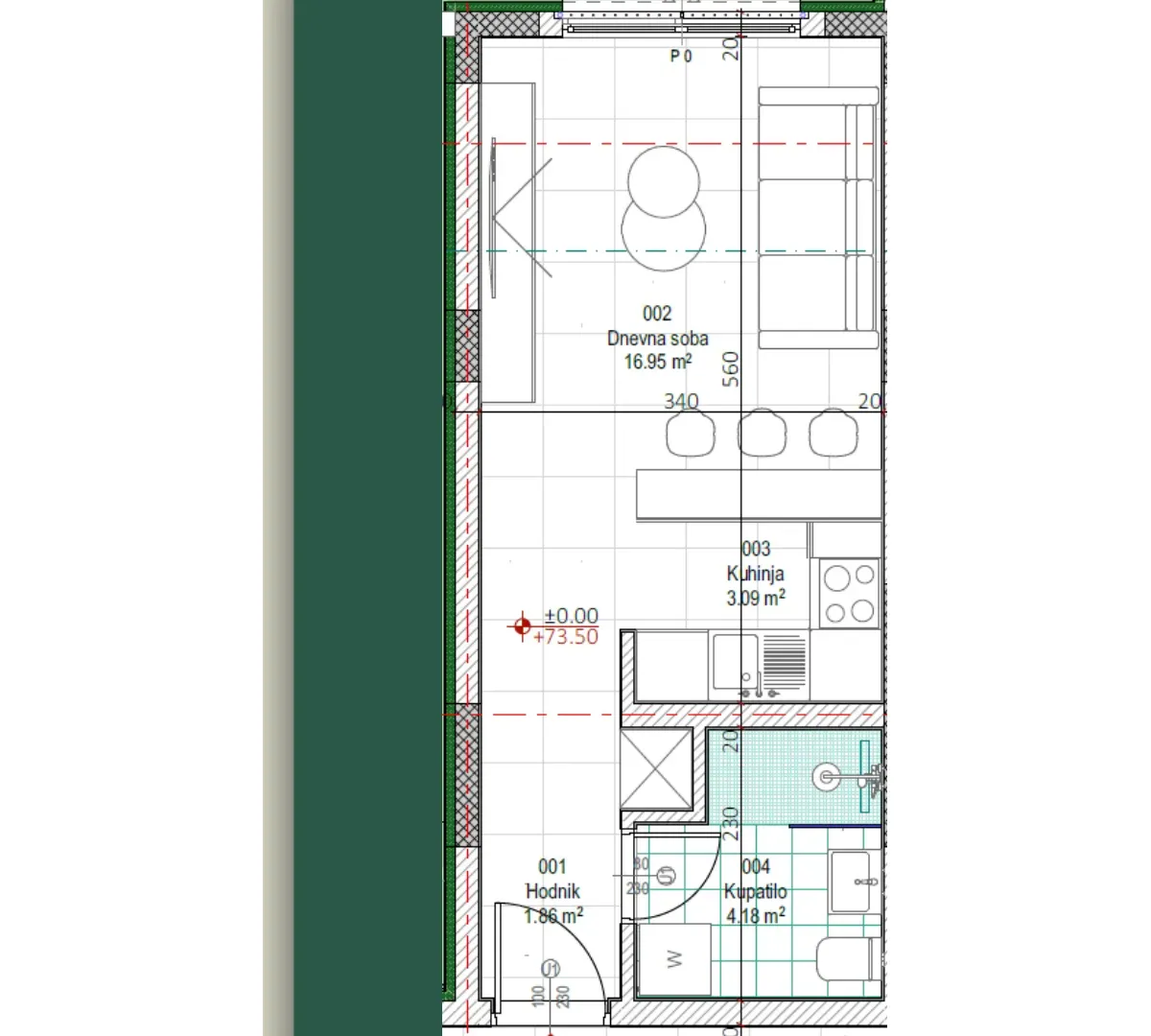 Prodaja, garsonjera, 26m², Kavač, Kotor