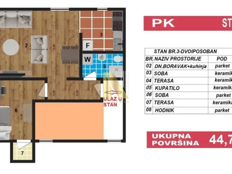 Sale, one bedroom apartment, 44m², Lipov gaj, Novi Sad Sve Podlokacije
