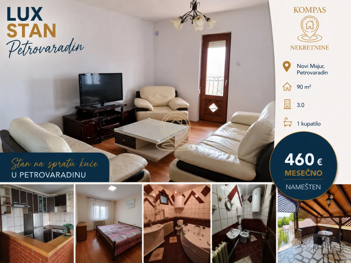 Rent, three bedroom apartment, 90m², Novi Majur, Petrovaradin