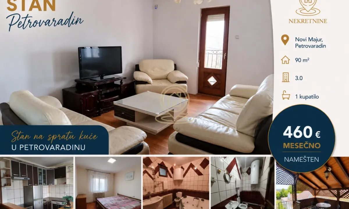 Rent, three bedroom apartment, 90m², Novi Majur, Petrovaradin