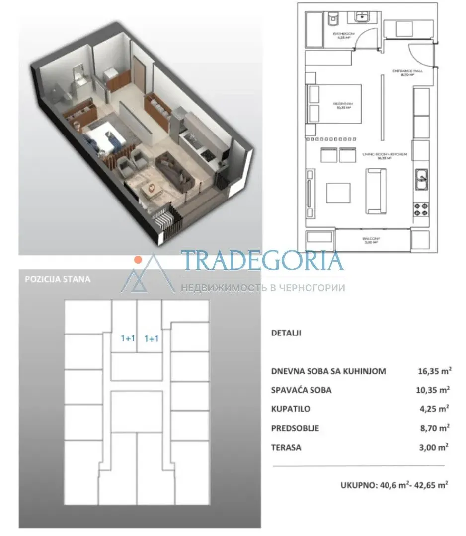 Prodaja, stan, 43m², Bar, Crna Gora