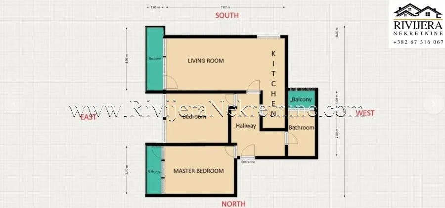 Prodaja, dvosoban stan, 73m², Centar, Tivat