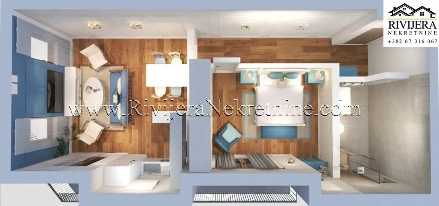 Sale, one bedroom apartment, 54m², Risan, Kotor