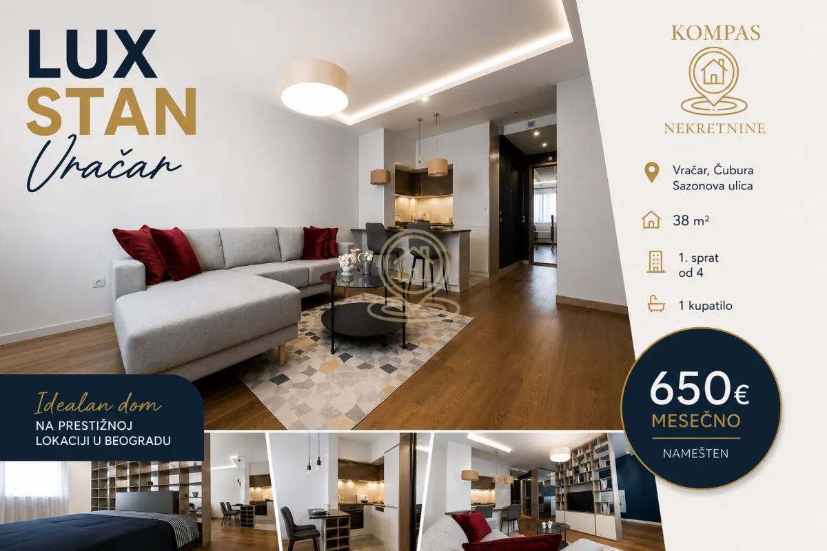 Rent, one bedroom apartment, 38m², Čubura, Beograd