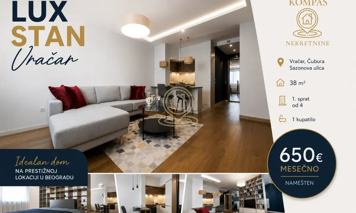 Rent, one bedroom apartment, 38m², Čubura, Beograd