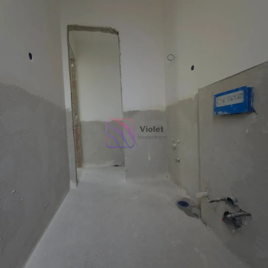 Unfinished bathroom during rough construction works.