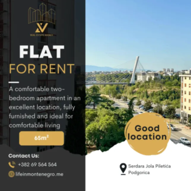 Izdavanje, dvosoban stan, 65m², Momišići, Podgorica