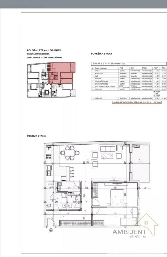 Prodaja, trosoban stan, 102m², Kotež 1, Pančevo