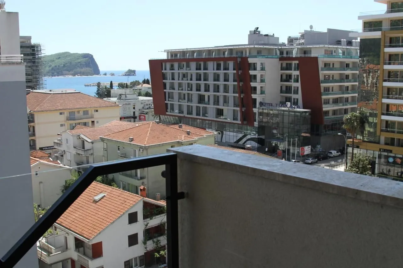 View of the city and the sea from the terrace.