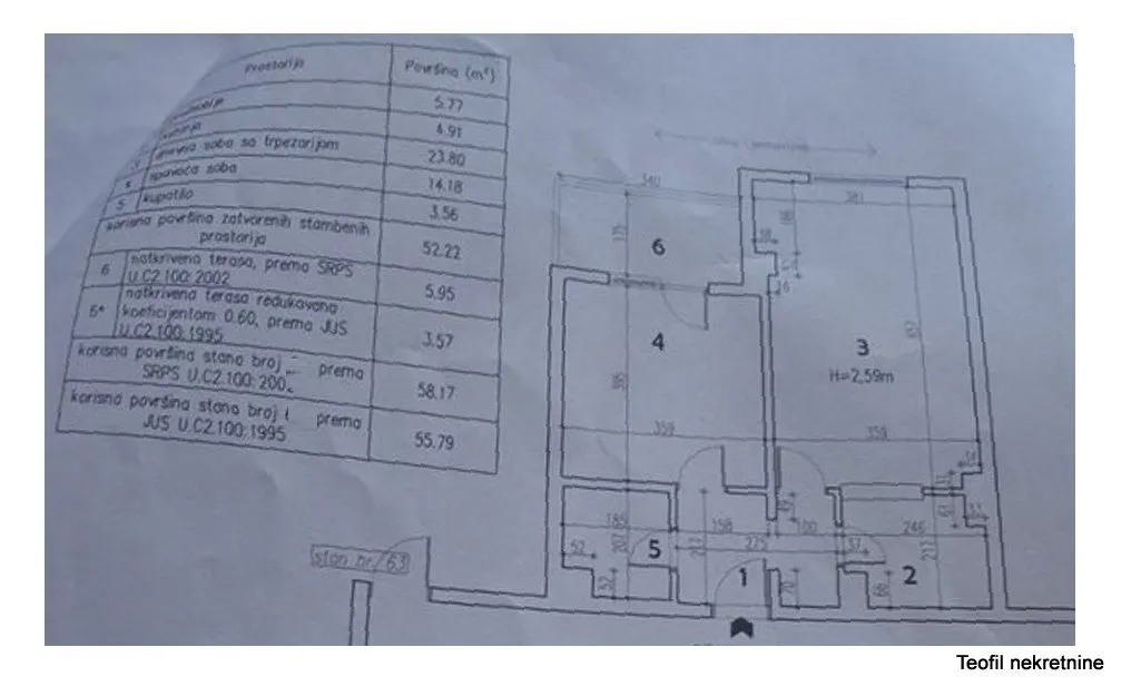 Sale, two bedroom apartment, 58m², Šumice, Beograd