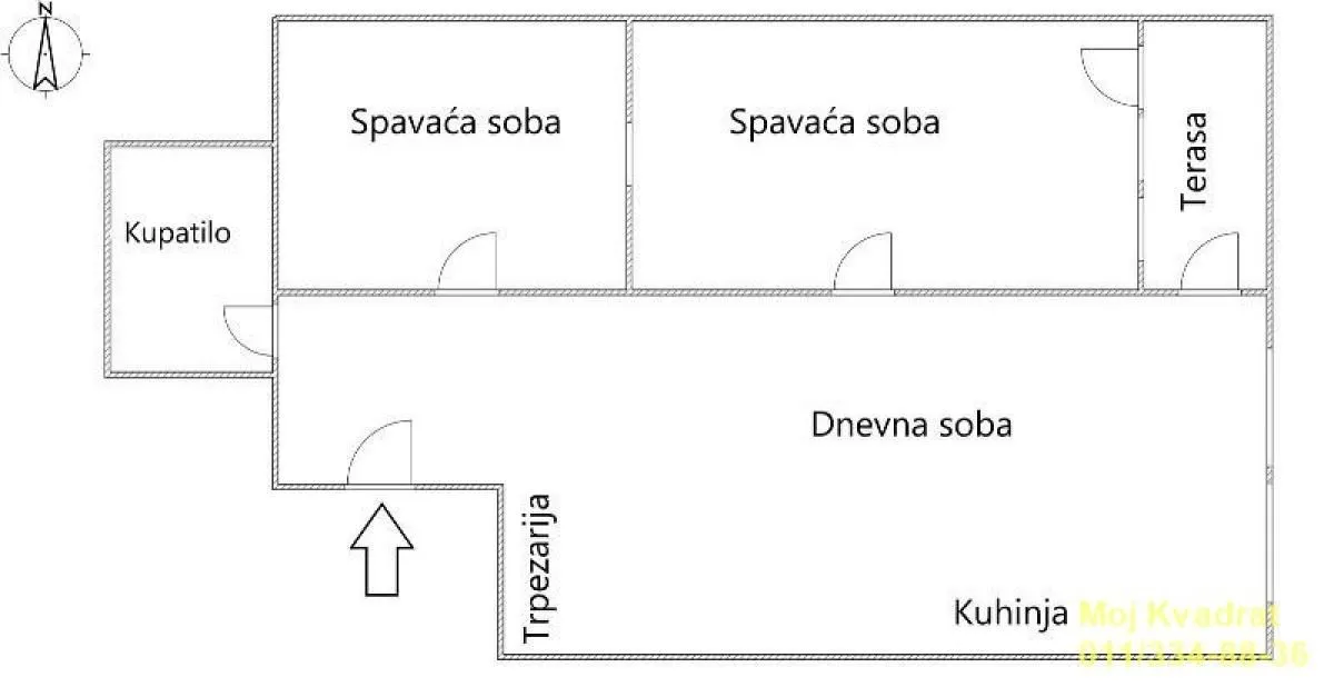 Prodaja, dvosoban stan, 49m², Novi Beograd Blok 61, Novi Beograd Sve Podlokacije