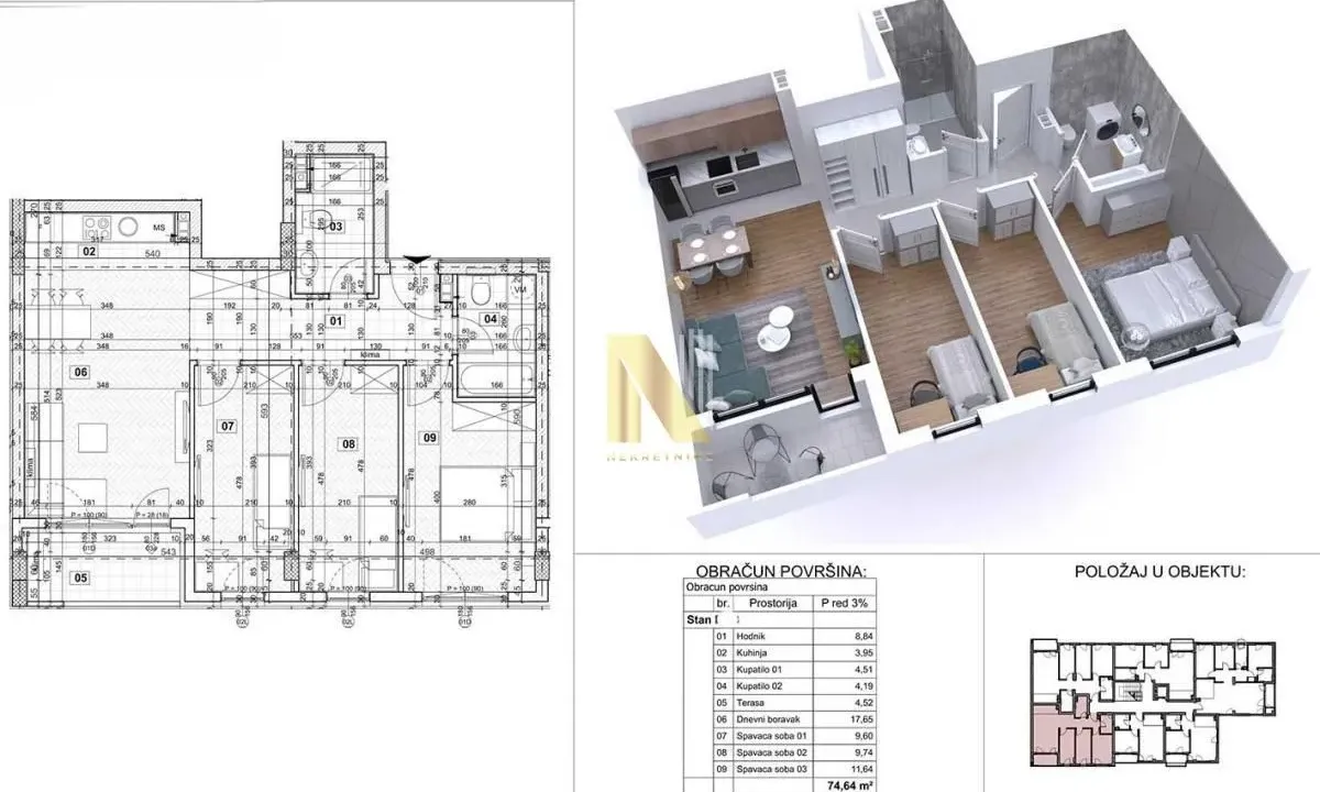 Prodaja, četvorosoban stan, 75m², Podbara, Novi Sad Sve Podlokacije
