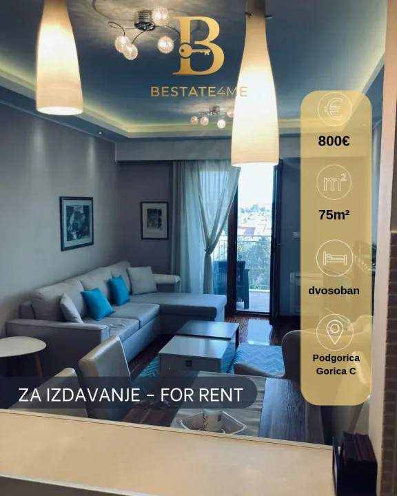 Rent, two bedroom apartment, 75m², Gorica C, Podgorica