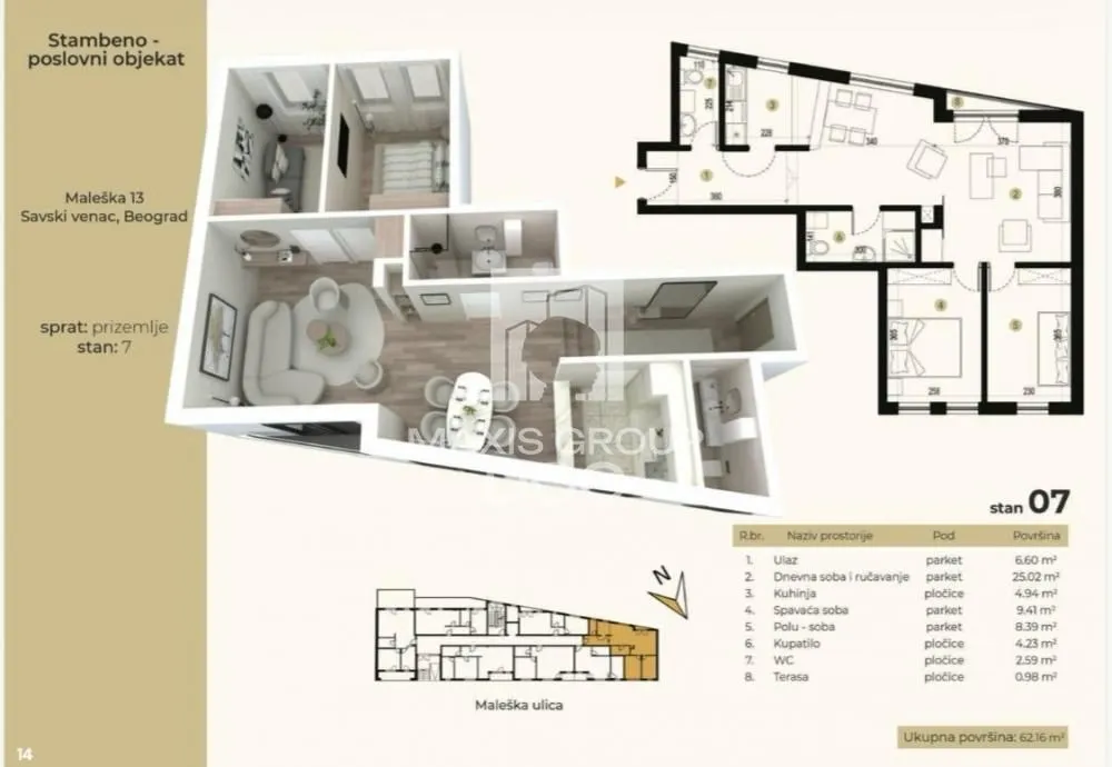 Prodaja, trosoban stan, 62m², Savski Venac, Beograd